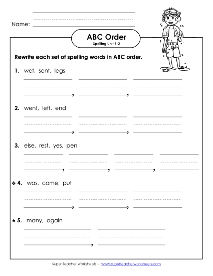 ABC Order - ABC Order - Word Sets (B-2) (Printable PDF Worksheet)