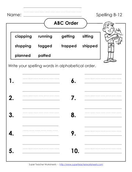 ABC Order - ABC Order: Write (B-12) (Printable PDF Worksheet)