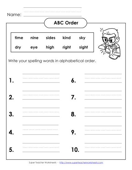 ABC Order - ABC Order: Write (B-8) (Printable PDF Worksheet)