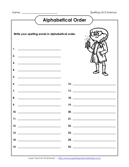 ABC Order - ABC Order: Write List (Printable PDF Worksheet)