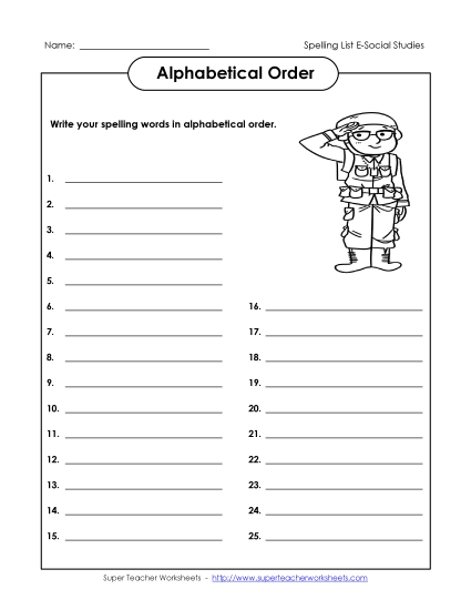 ABC Order  - ABC Order: Write List (Printable PDF Worksheet)