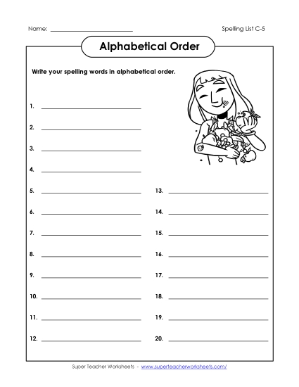 ABC Order - ABC Order: Write the List (Printable PDF Worksheet)