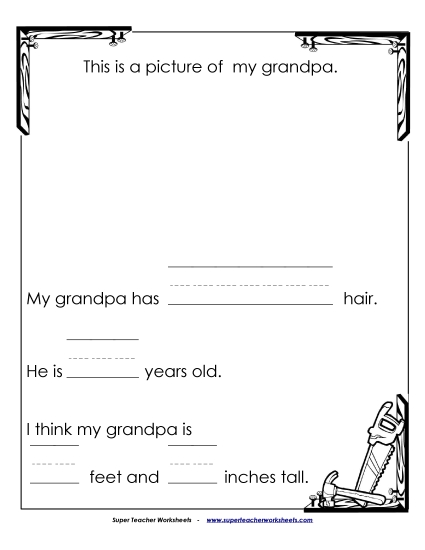 Make Gifts for Grandpas - About Grandpa (Primary) (Printable PDF Worksheet)