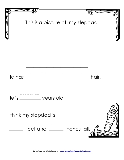 Make Gifts for Step Dads - About Stepdad (Primary) (Printable PDF Worksheet)