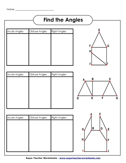 Angle Types: Acute, Obtuse, Right - Acute, Obtuse, and Right Angles (Printable PDF Worksheet)