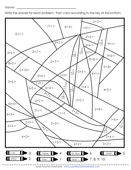 Addition - Addition: Boat or Plane (Printable PDF Worksheet)