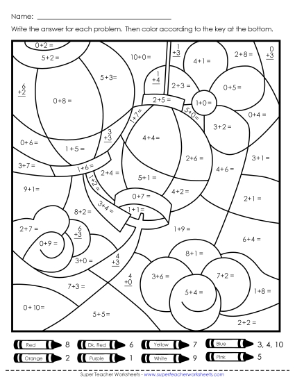 Math Mystery Pictures - Addition Mystery Picture: Lanterns (Printable PDF Worksheet)