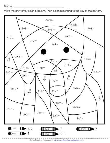 Addition Mystery Pictures - Addition Mystery Picture: Pets (Printable PDF Worksheet)