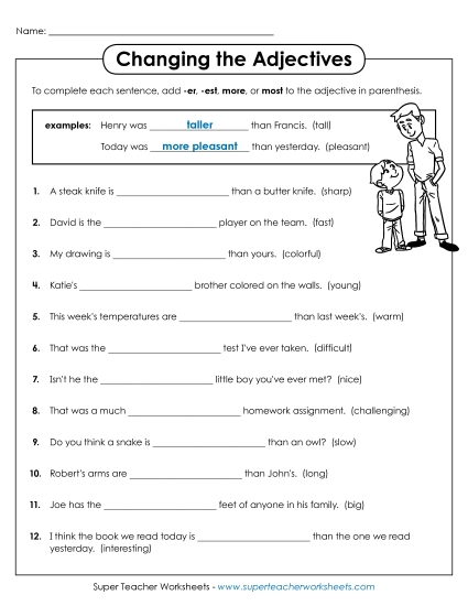 Comparative & Superlative - Adjectives that Compare (Printable PDF Worksheet)