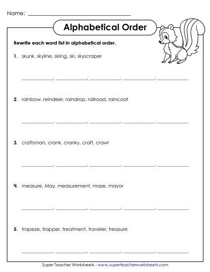 Advanced Alphabetical Order - Advanced ABC Order #1 (Printable PDF Worksheet)