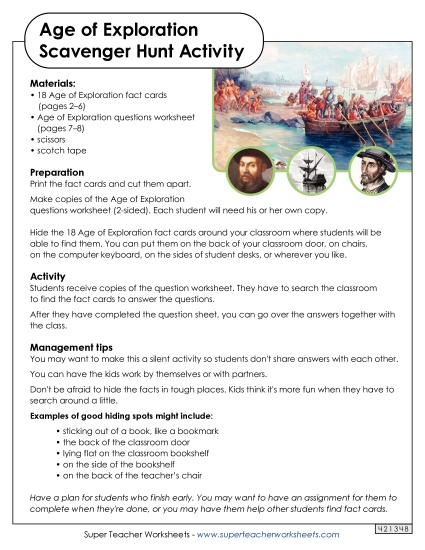 Scavenger Hunt - Age of Exploration Scavenger Hunt (Printable PDF Worksheet)