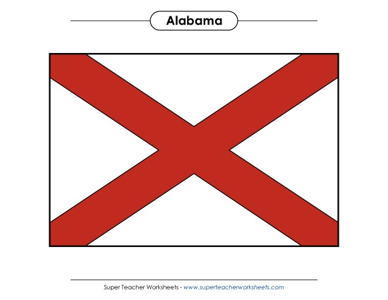 Flags & Seals - Alabama State Flag (Full-Color Version) (Printable PDF Worksheet)