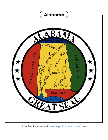 Flags & Seals - Alabama State Seal (Full-Color Version) (Printable PDF Worksheet)