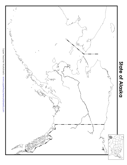 Maps - Alaska: Blank Map (Printable PDF Worksheet)