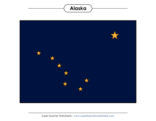 Flags & Seals - Alaska State Flag (Full-Color Version) (Printable PDF Worksheet)