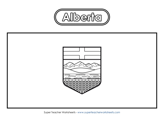 Flag and Coat of Arms - Alberta Flag (Black and White) (Printable PDF Worksheet)