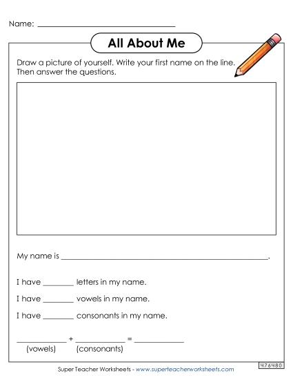 All About Me - All About Me - Letters in My Name (Printable PDF Worksheet)