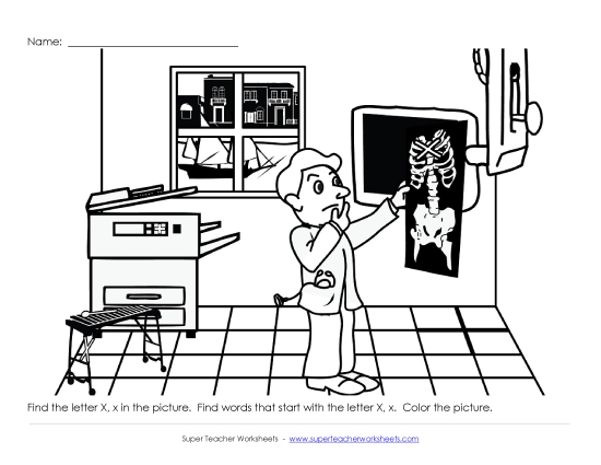 Worksheets - Alphabet Coloring Page - Letter X (Printable PDF Worksheet)