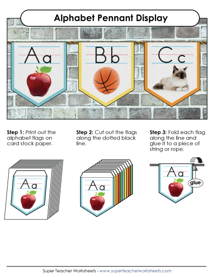 Pennant Display - Alphabet Pennant Display: Full Color (Printable PDF Worksheet)