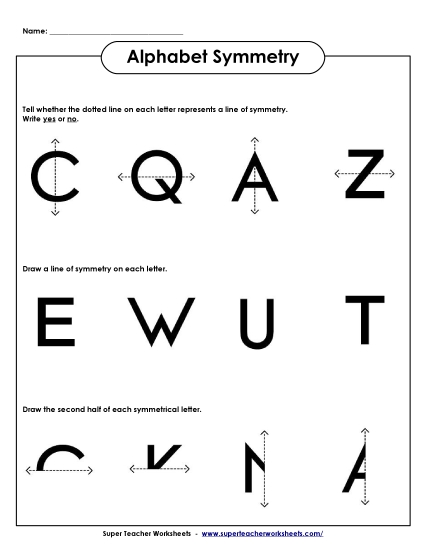 Alphabet Symmetry (Printable PDF Worksheet)