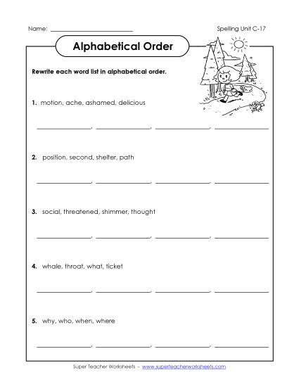 Alphabetical Order - Alphabetical Order (C-17) (Printable PDF Worksheet)