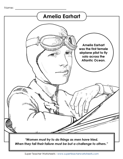 Amelia Earhart (Printable PDF Worksheet)
