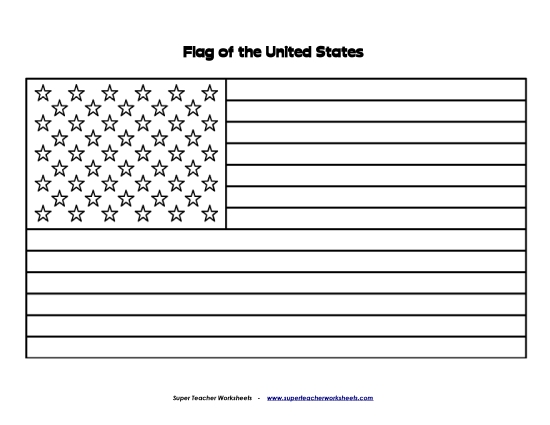 American Flag - American Flag (Blank - Coloring) (Printable PDF Worksheet)