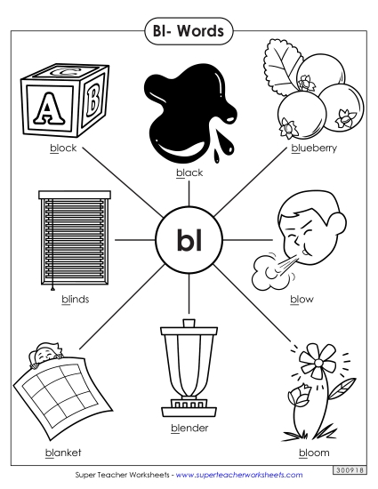 Worksheets - Anchor Chart (Bl- Words) (Printable PDF Worksheet)