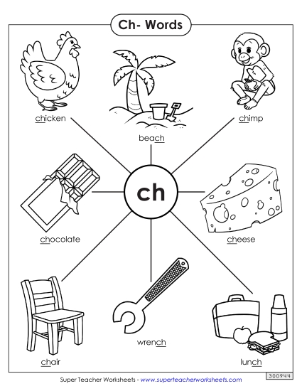 Worksheets - Anchor Chart (Ch- Words) (Printable PDF Worksheet)