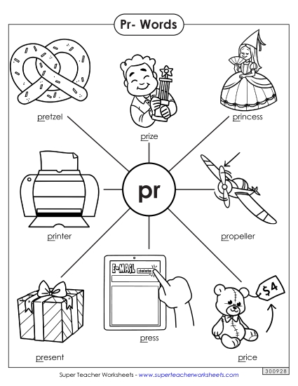 Worksheets - Anchor Chart (Pr- Words) (Printable PDF Worksheet)
