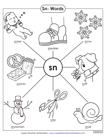 Worksheets - Anchor Chart (Sn- Words) (Printable PDF Worksheet)