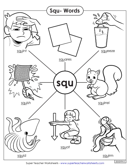 Worksheets - Anchor Chart (Squ- Words) (Printable PDF Worksheet)