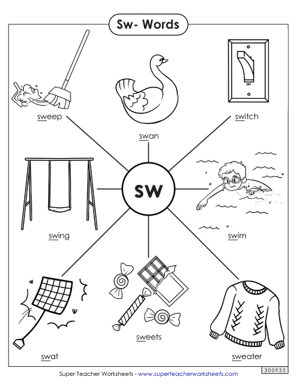 Worksheets - Anchor Chart (Sw- Words) (Printable PDF Worksheet)