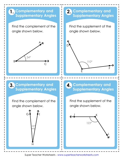 Angles: Complementary & Supplementary (Printable PDF Worksheet)