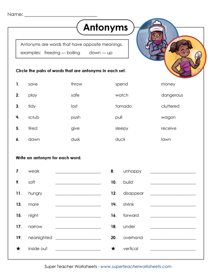 Antonyms - Antonyms 3 (Printable PDF Worksheet)