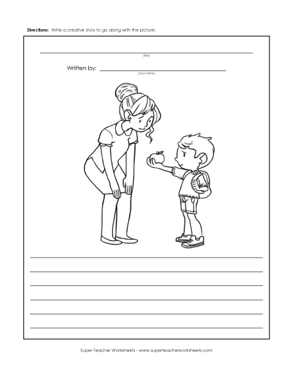 Back-to-School Writing - Apple for the Teacher (Printable PDF Worksheet)