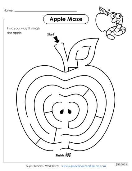 Puzzles - Apple Maze (Printable PDF Worksheet)