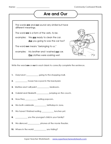 Are and Our (Printable PDF Worksheet)