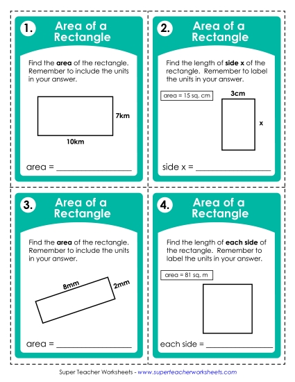 Area of a Rectangle (Printable PDF Worksheet)
