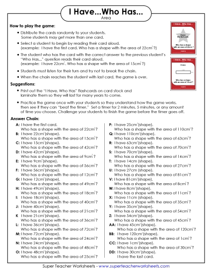 Math - Area of Rectangle (Printable PDF Worksheet)