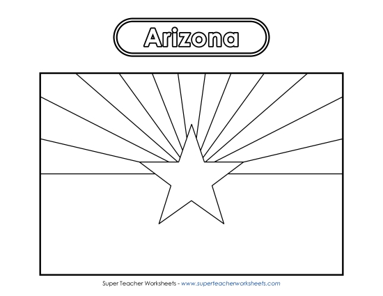 Flags & Seals - Arizona Flag Coloring Page (Printable PDF Worksheet)