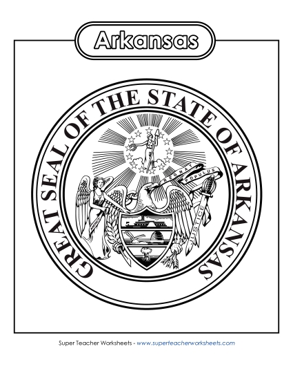 Flags & Seals - Arkansas State Seal (Black & White) (Printable PDF Worksheet)