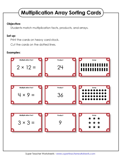 Worksheets, Games, & Task Cards - Array Card Sort (Printable PDF Worksheet)