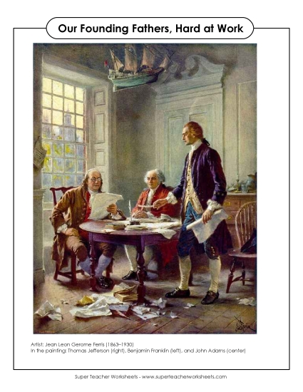 Worksheets and Activities - Artwork Analysis: Founding Fathers Hard At Work (Printable PDF Worksheet)