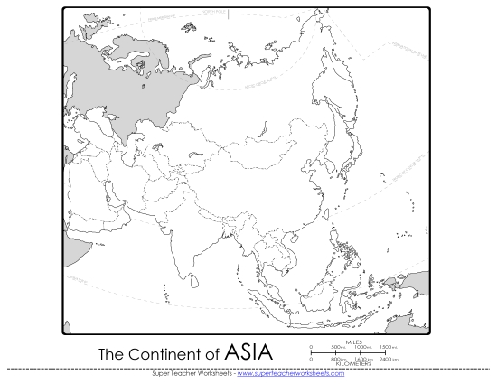 Maps of Asia - Asia - Blank Map (Printable PDF Worksheet)