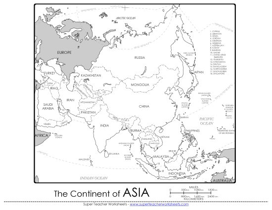 Maps of Asia - Asia Map (Printable PDF Worksheet)