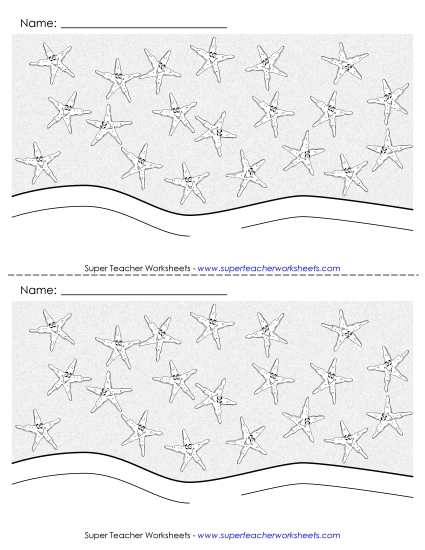 Monthly Sticker Charts - August Chart (Starfish) (Printable PDF Worksheet)