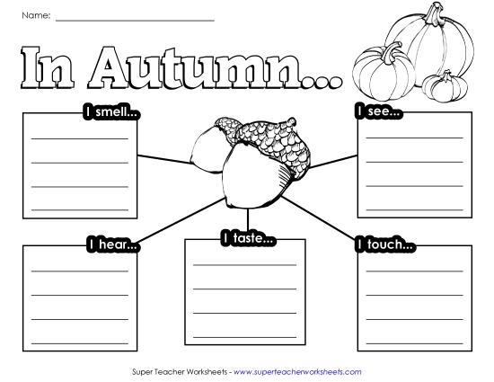 Holiday & Season Graphic Organizers - Autumn Senses (Printable PDF Worksheet)