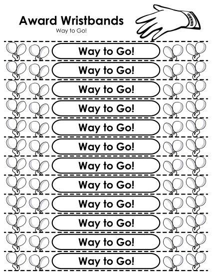 Award Wristbands - Award Wristbands - Way To Go! (Printable PDF Worksheet)
