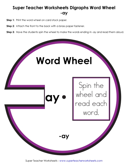 Vowel Digraphs - AY -&nbsp; Word Wheel (Printable PDF Worksheet)